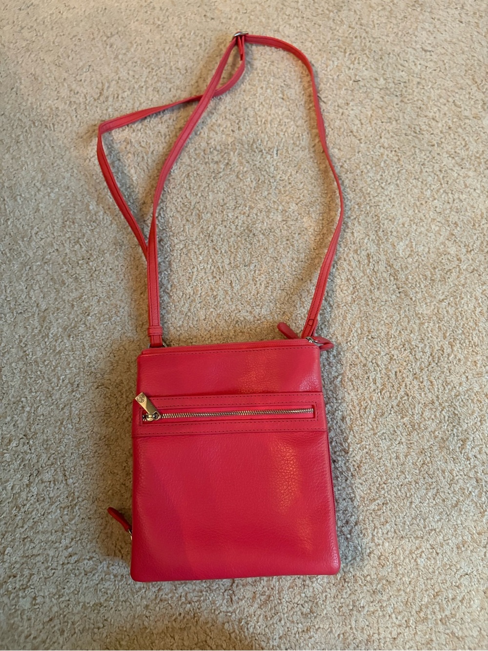 Pink Leather Crossbody Bag - Sleek Everyday Shoulder Bag